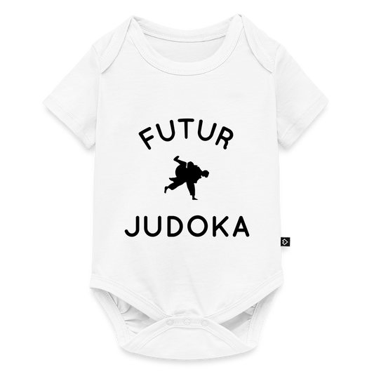 Body Bébé bio manches courtes - Futur judoka - blanc