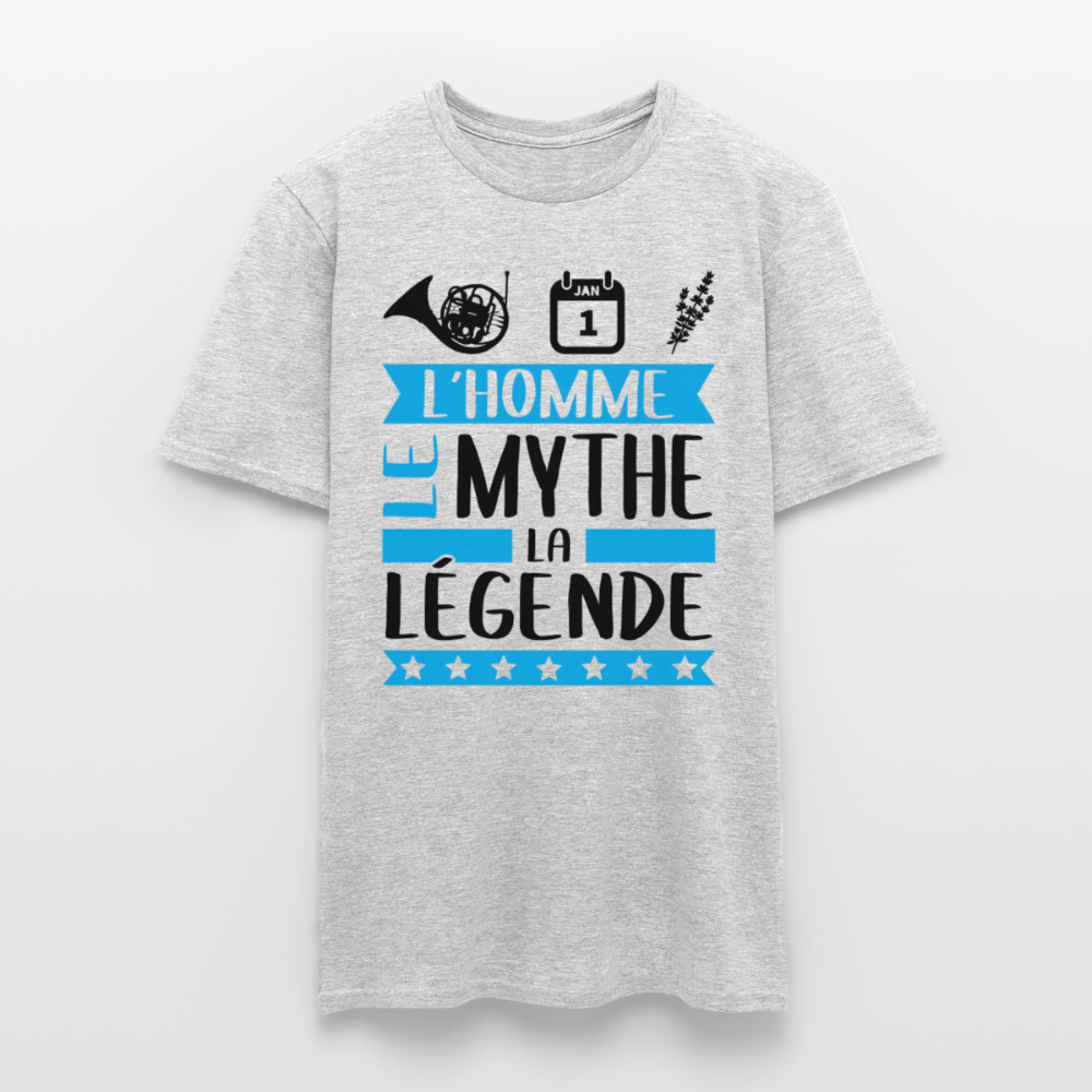 T-shirt homme coloris clair Corentin rébus – L’homme, le mythe, la légende - gris chiné