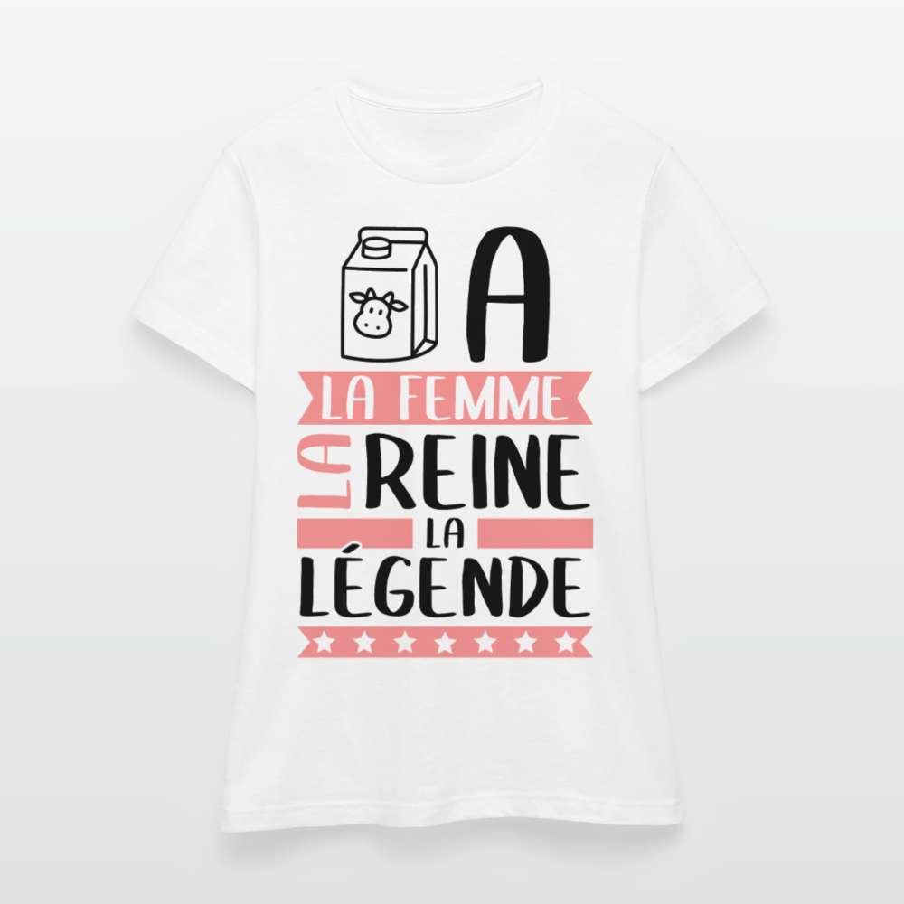T-shirt femme coloris clair Léa rébus – La femme, la reine, la légende - blanc