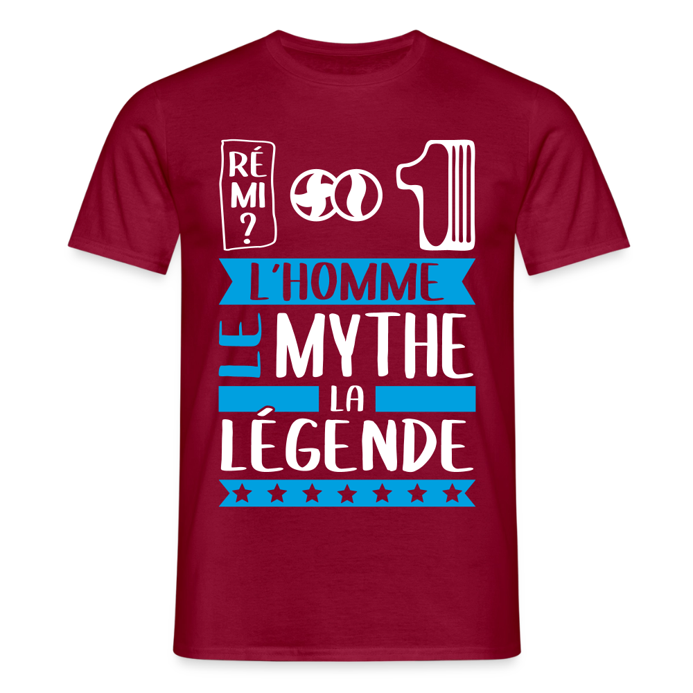 T-shirt homme Fabien rébus – L’homme, le mythe, la légende - rouge brique