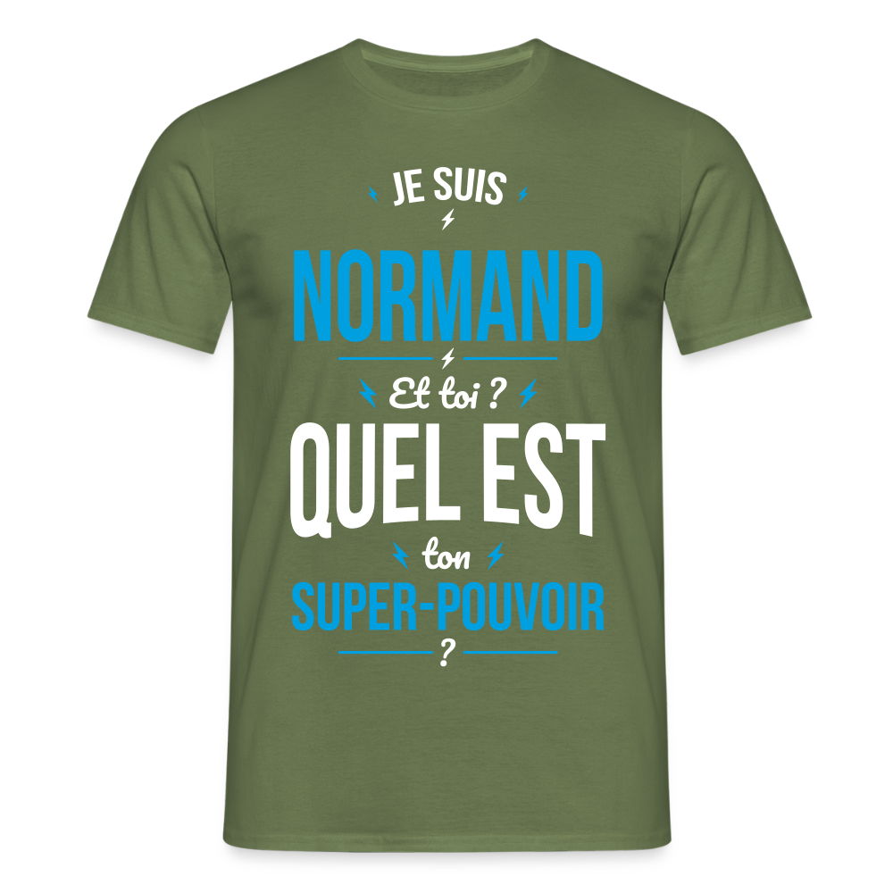 T-shirt Homme - Je suis Normand - Super-pouvoir - vert militaire