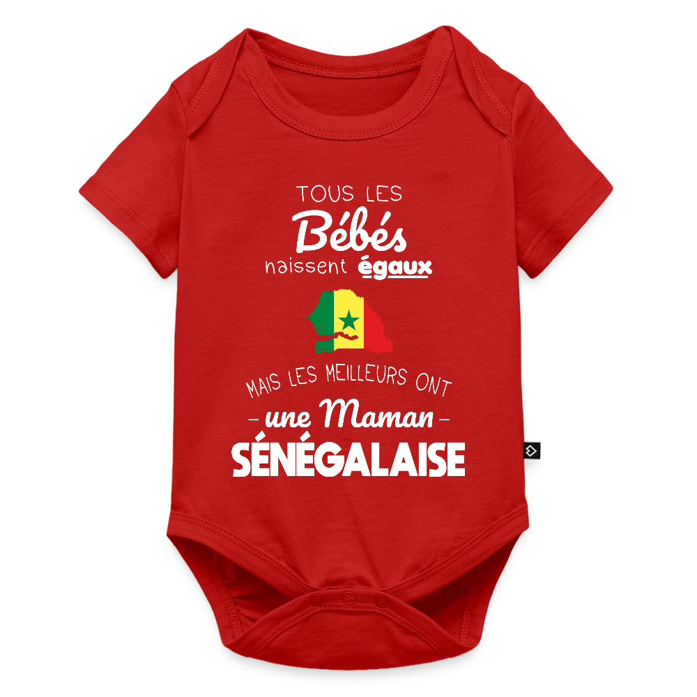 Body Bébé bio manches courtes - Les Meilleurs Ont Une Maman Sénégalaise - rouge