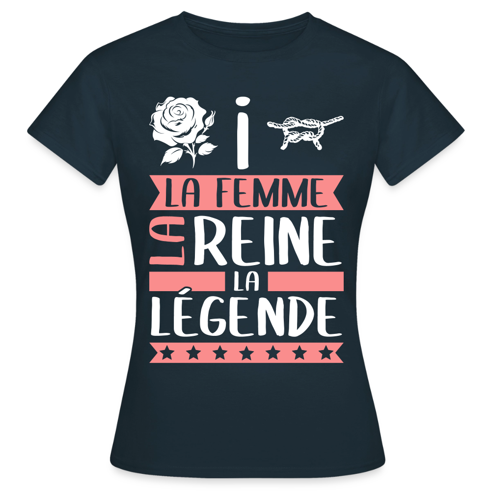 T-shirt femme Rosine rébus – La femme, la reine, la légende - marine