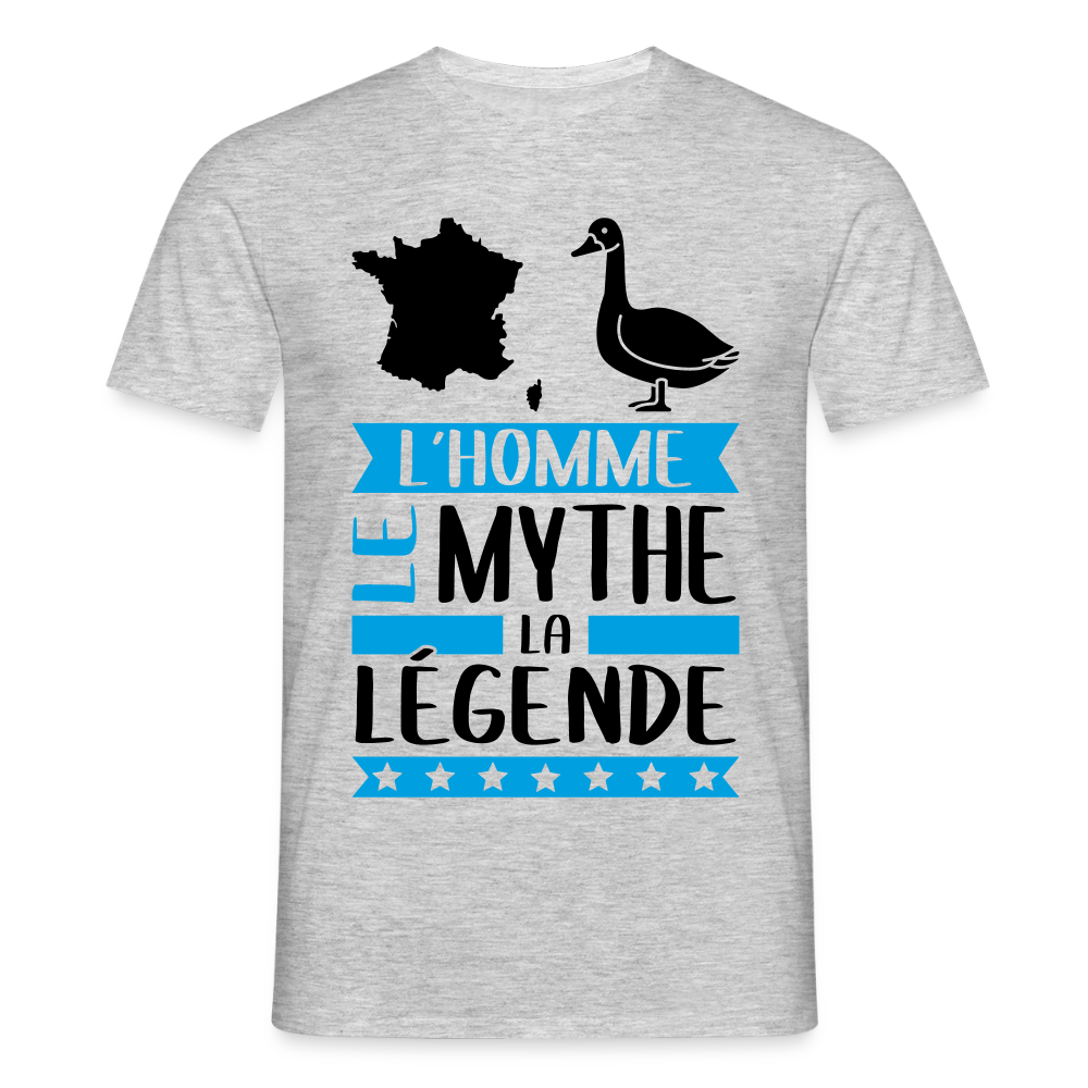 T-shirt homme coloris clair François en rébus – L’homme, le mythe, la légende - gris chiné
