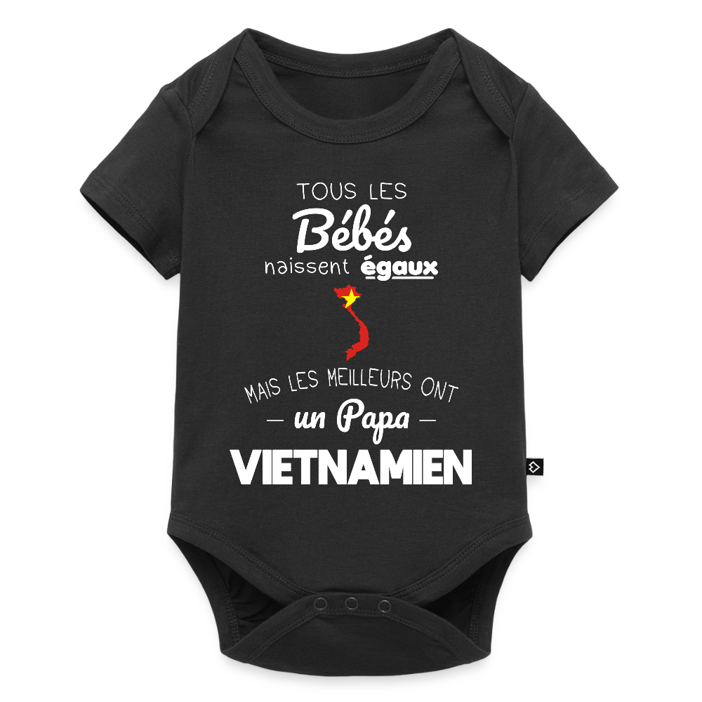 Body Bébé bio manches courtes - Les Meilleurs Ont Un Papa Vietnamien - noir