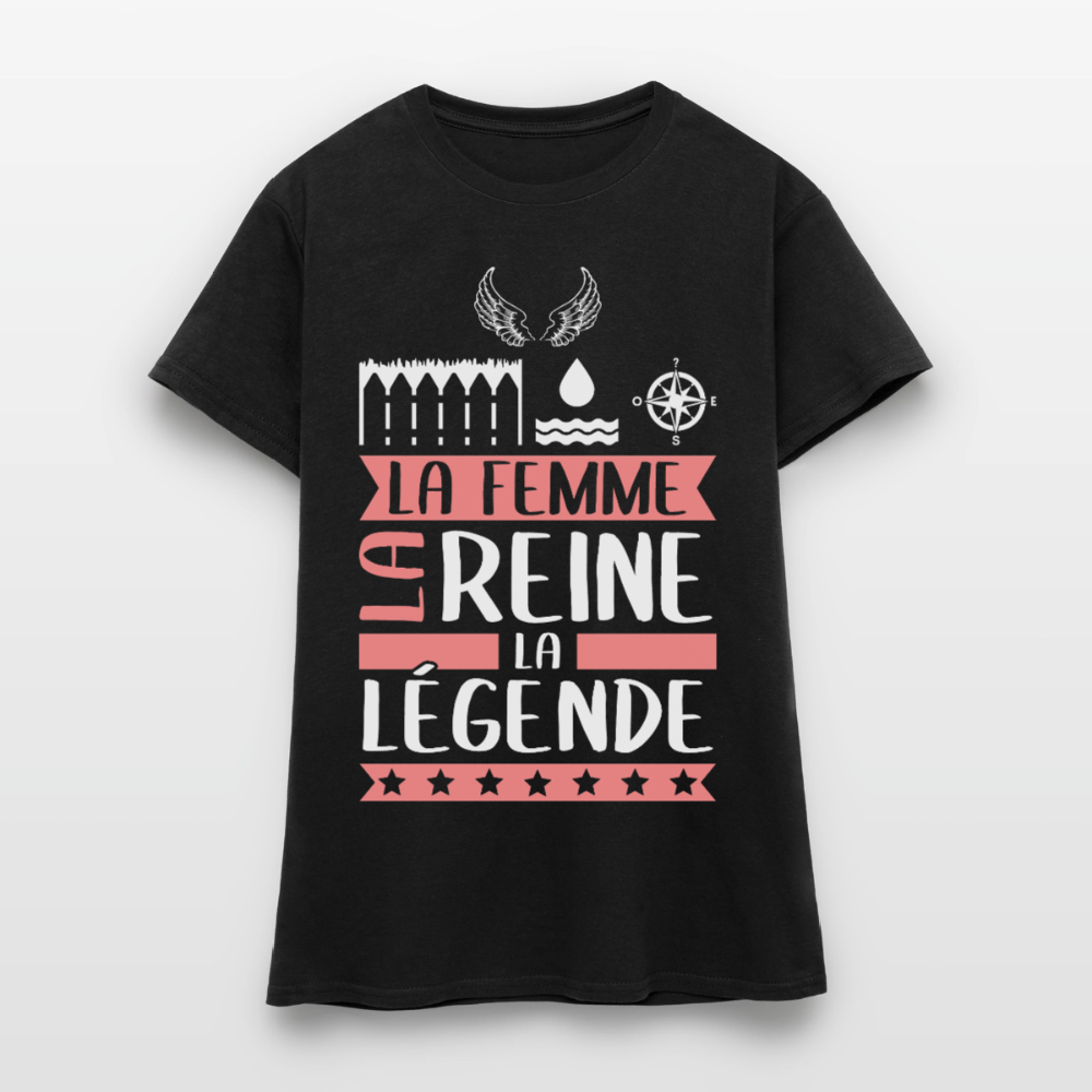 T-shirt femme Eléonore rébus – La femme, la reine, la légende - noir