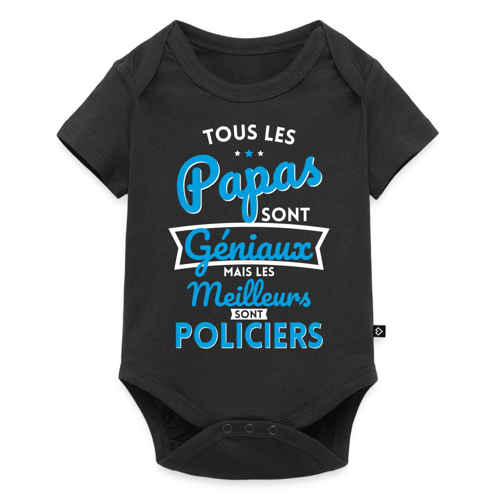 Body Bébé bio manches courtes - Papas géniaux - Les meilleurs sont policiers - noir