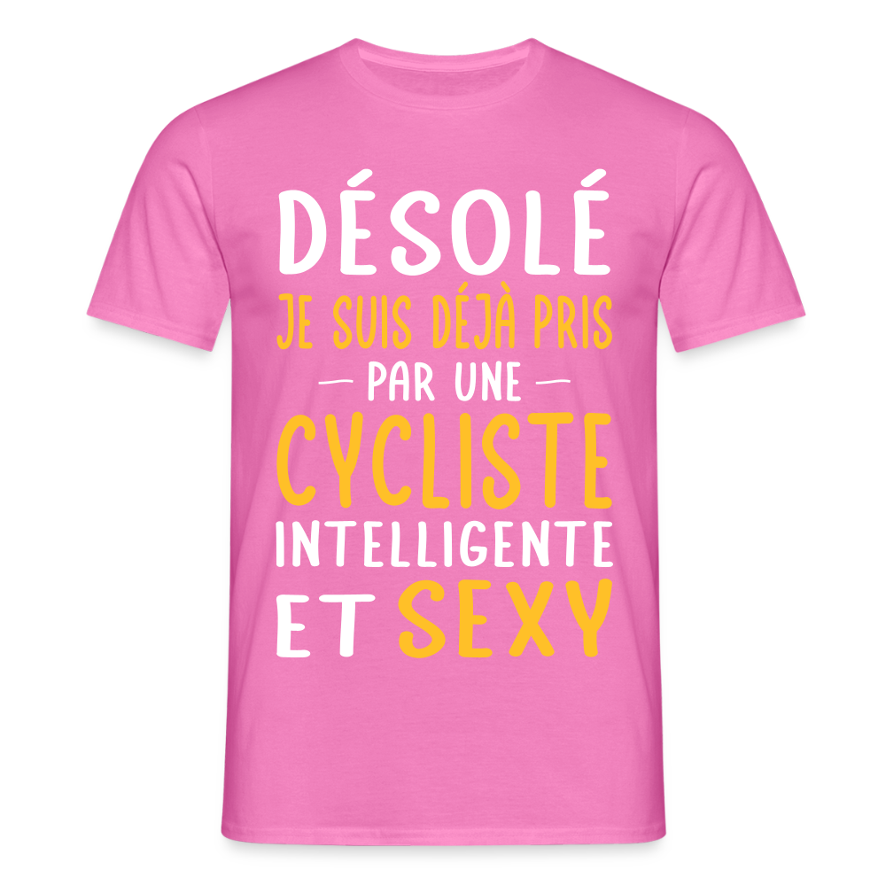 T-shirt Homme - Je suis pris par une cycliste intelligente et sexy - rose