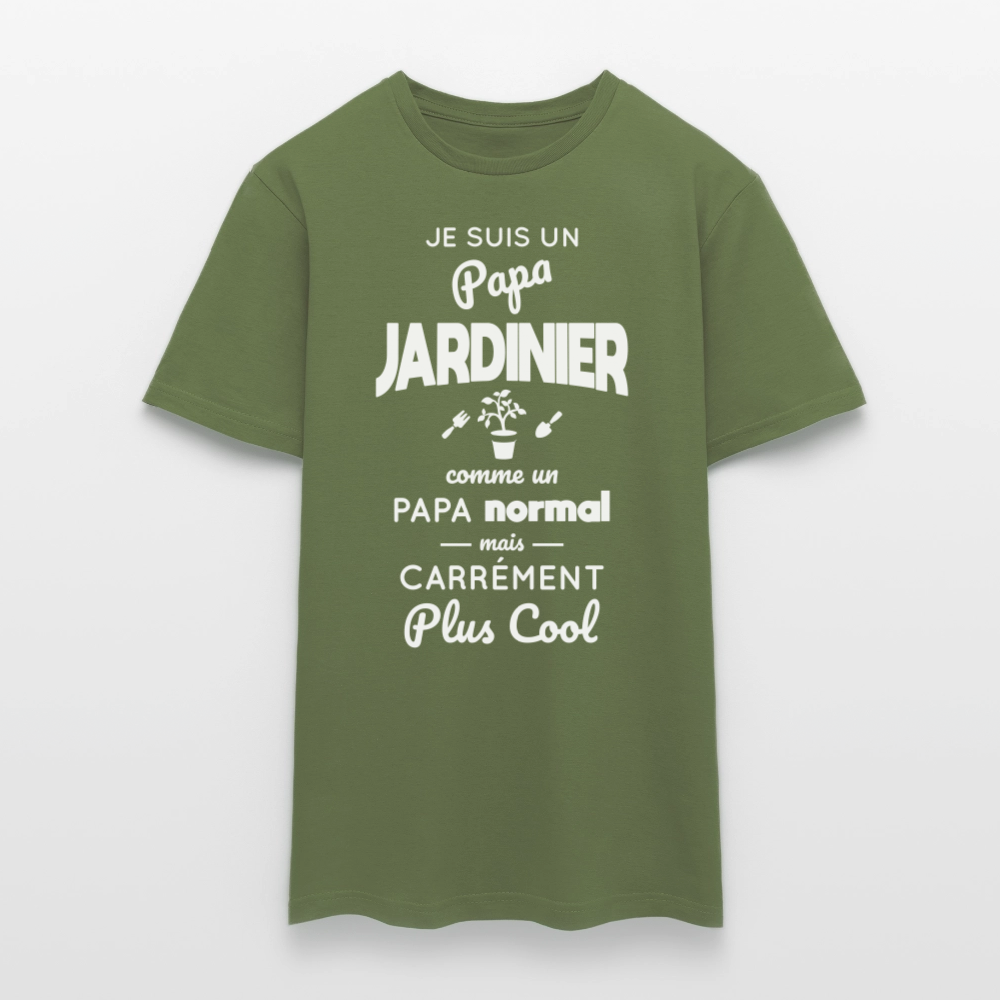 T-shirt Homme - Papa jardinier plus cool - vert militaire