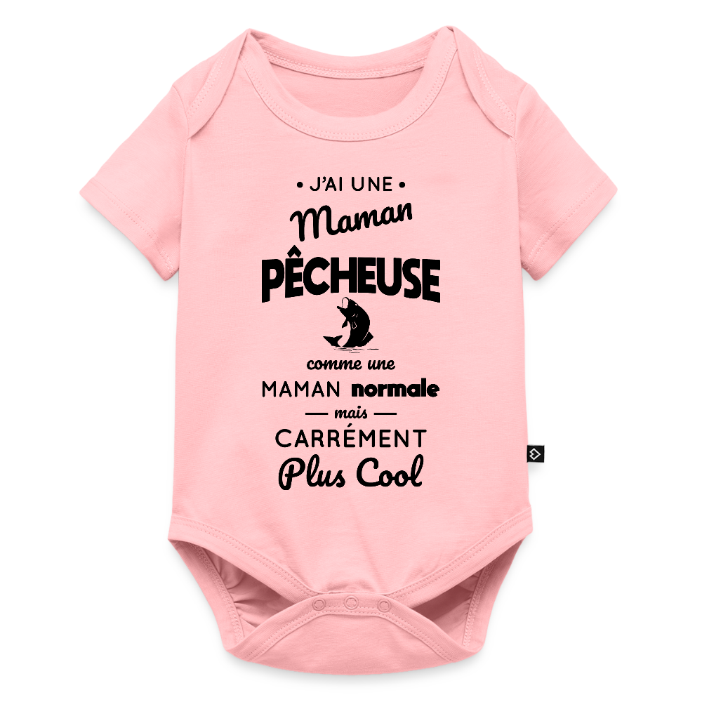 Body Bébé bio manches courtes - J'ai une maman pêcheuse - rose