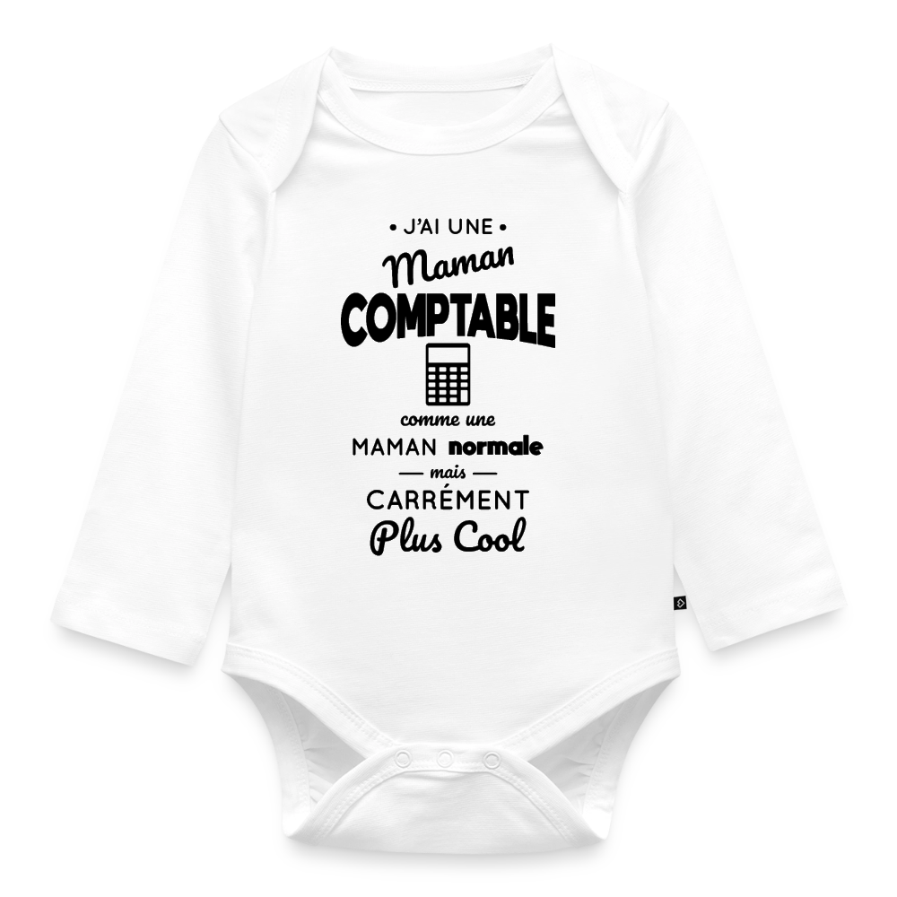 Body Bébé bio manches longues - J'ai une maman comptable - blanc