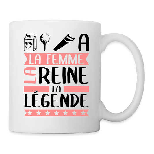 Mug blanc Laëtitia rébus – La femme, la reine, la légende - blanc