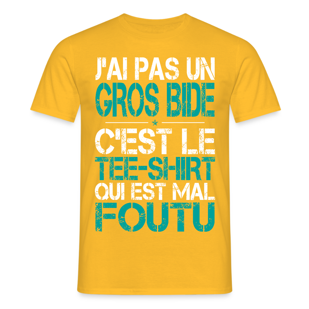 T-shirt Homme -  J'ai pas un gros bide - Cadeau Humour - jaune
