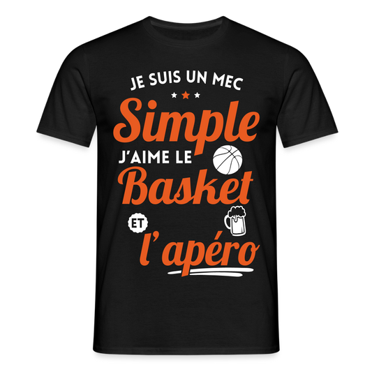 T-shirt Homme - J'aime le basket et l'apéro - noir