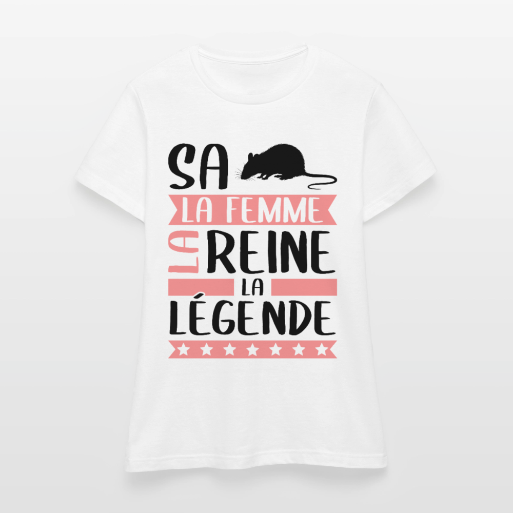 T-shirt femme coloris clair Sarah en rébus – La femme, la reine, la légende - blanc