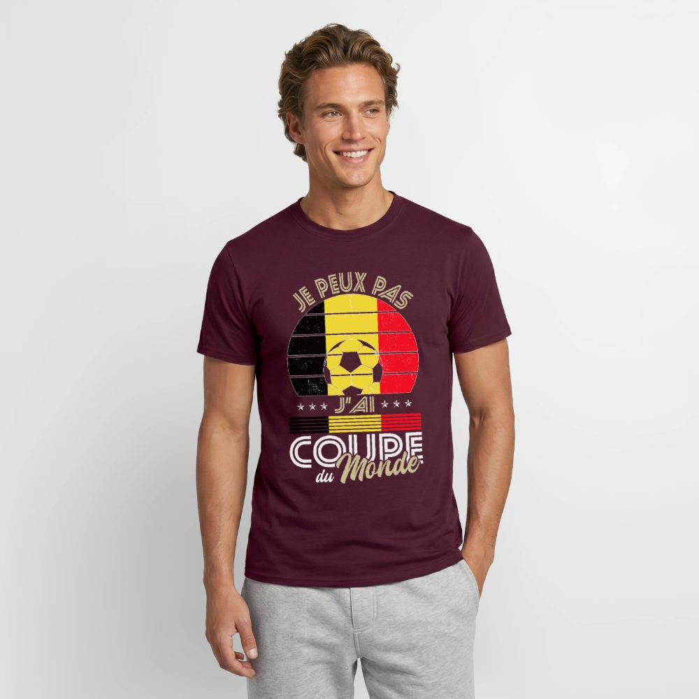 T-shirt Homme - Je peux pas j'ai Coupe du Monde - Belgique - rouge brique