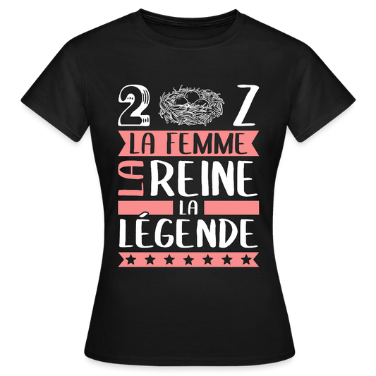 T-shirt femme Denise rébus – La femme, la reine, la légende - noir