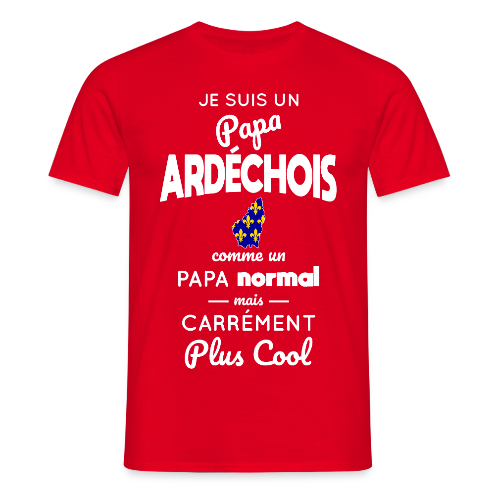 T-shirt Homme - Papa Ardéchois Plus Cool - rouge