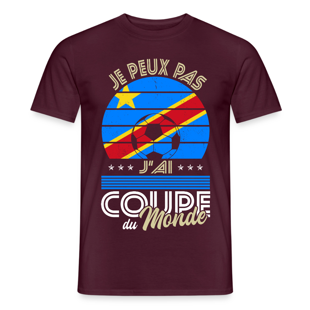 T-shirt Homme - Je peux pas j'ai Coupe du Monde - RD Congo - rouge brique