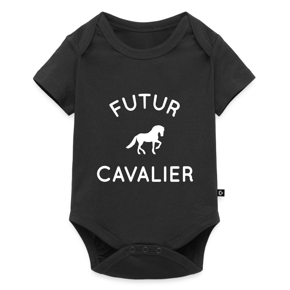Body Bébé bio manches courtes - Futur cavalier - noir