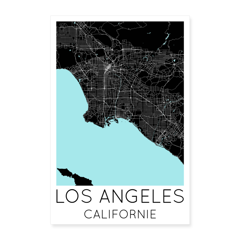 Poster Los Angeles - Plan Los Angeles - 60 x 90 cm - blanc