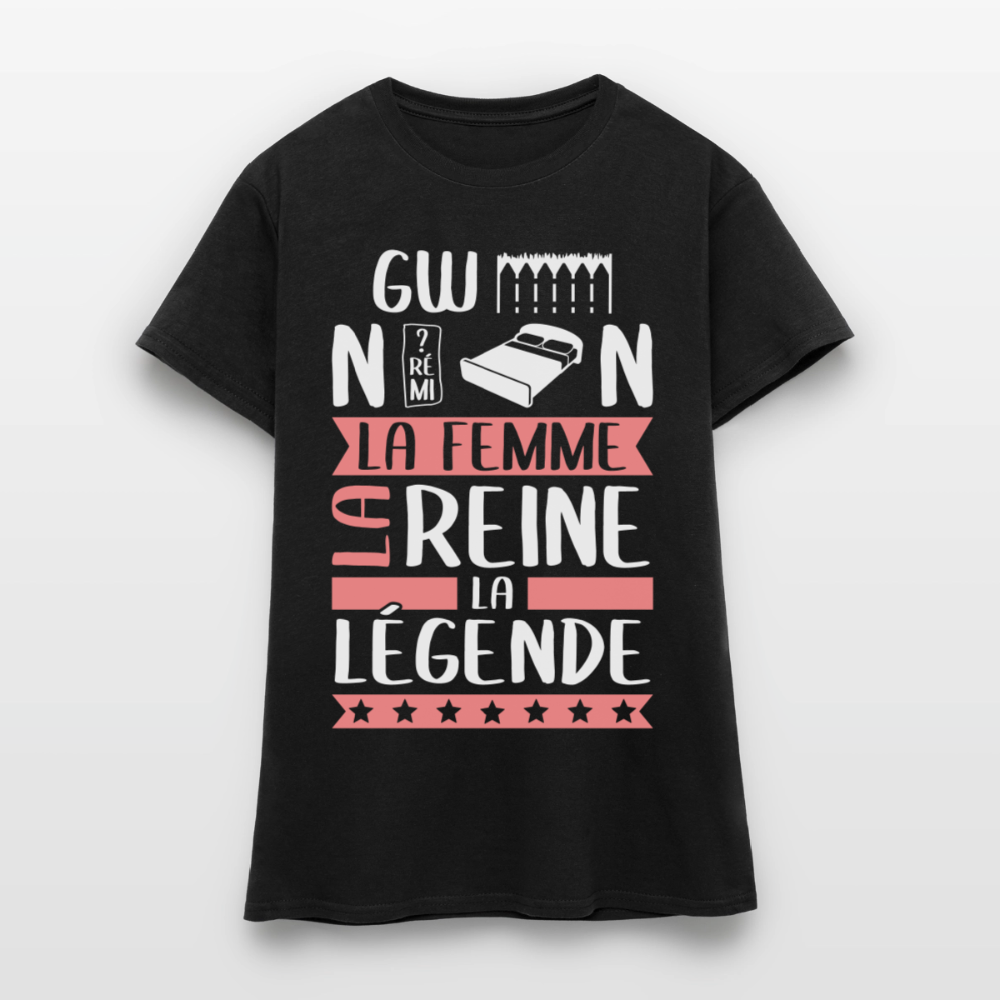 T-shirt femme Gwendoline rébus – La femme, la reine, la légende - noir