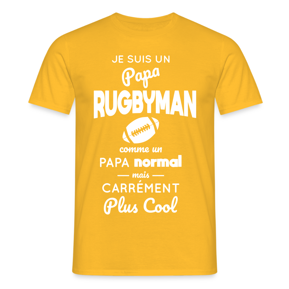 T-shirt Homme - Papa rugbyman plus cool - jaune