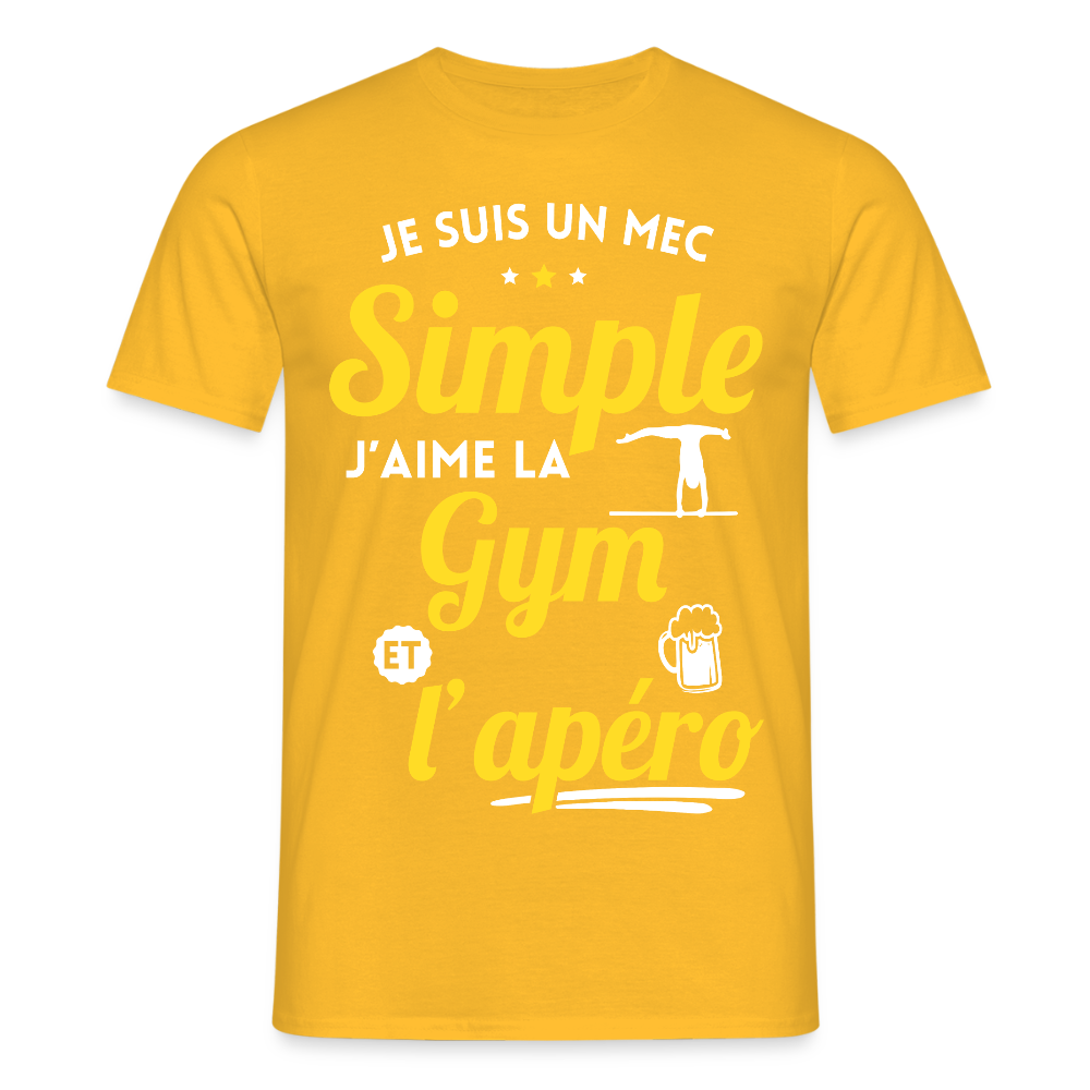 T-shirt Homme - J'aime la gym et l'apéro - jaune