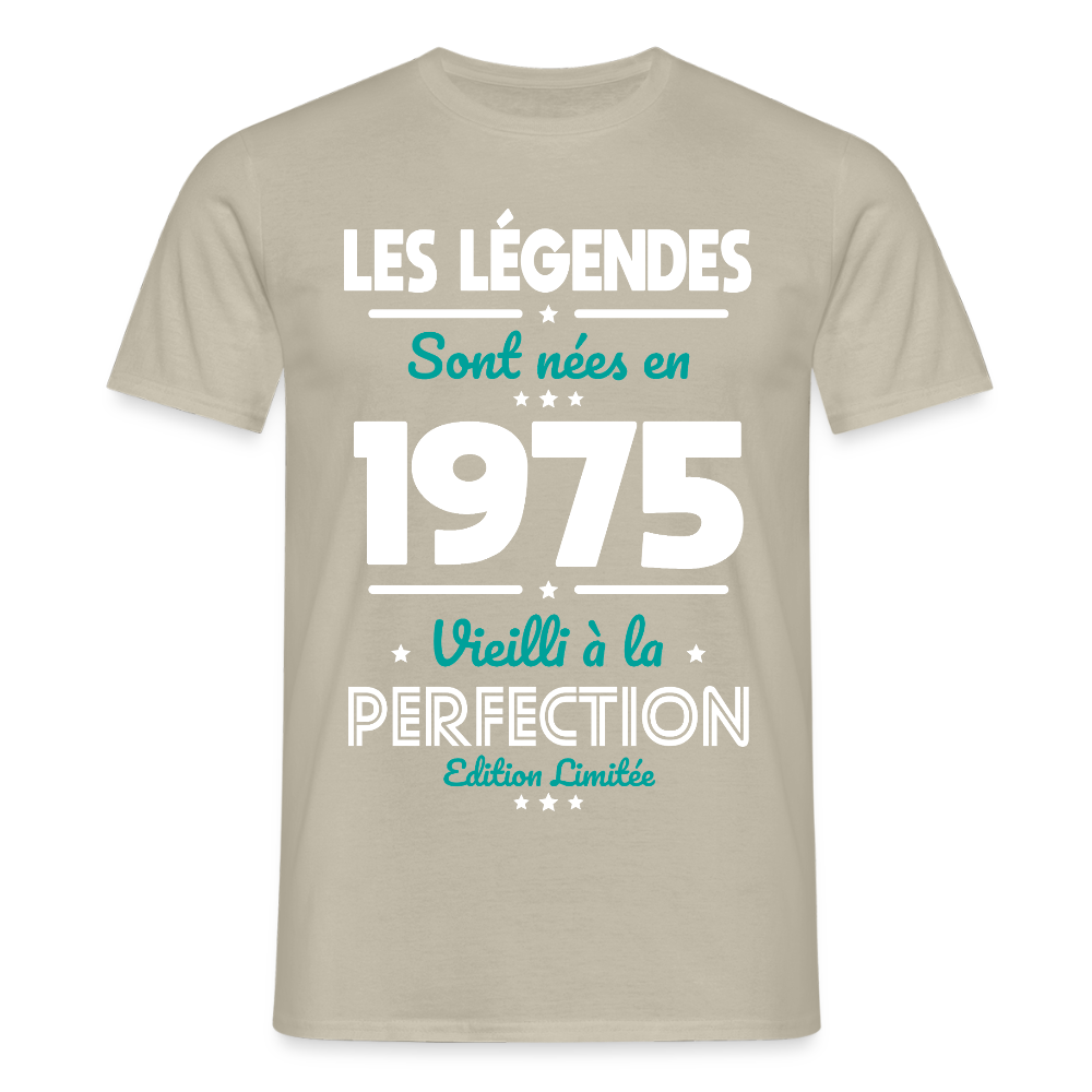 T-shirt Homme - Anniversaire 50 Ans - Les Légendes sont nées en 1975 - beige sable