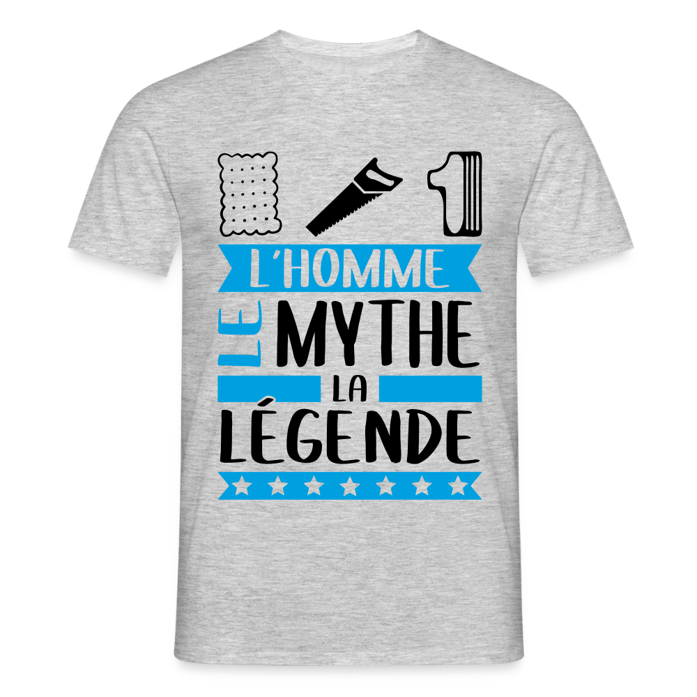 T-shirt homme coloris clair Lucien en rébus – L’homme, le mythe, la légende - gris chiné