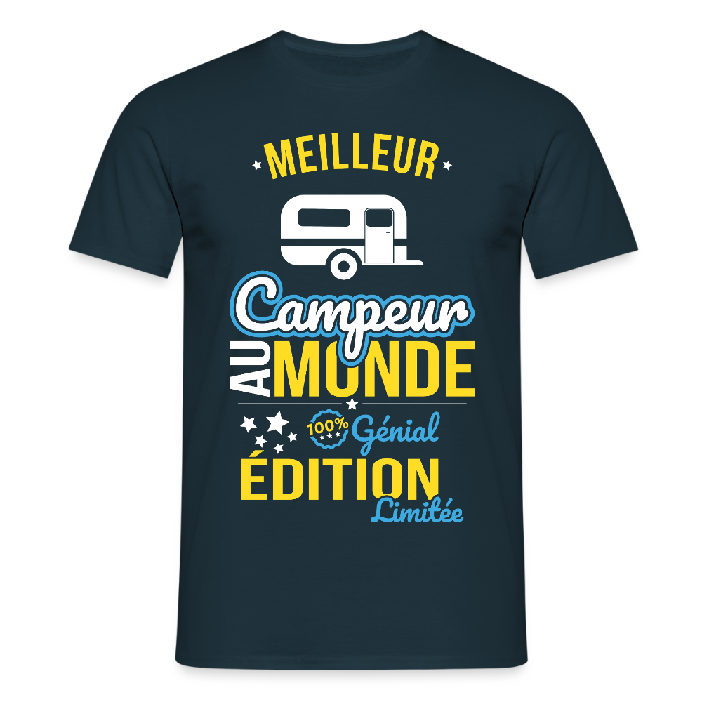 T-shirt Homme - Meilleur Campeur au monde - 100% génial - marine