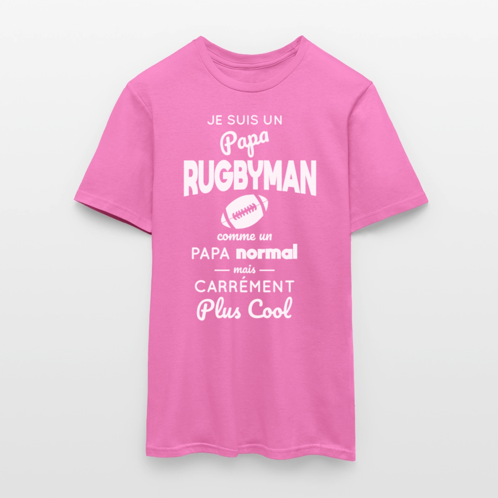 T-shirt Homme - Papa rugbyman plus cool - rose