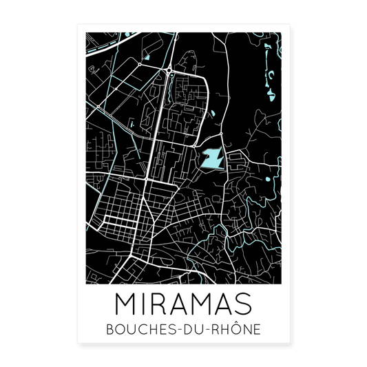 Poster Miramas - Plan Miramas - 40 x 60 cm - blanc