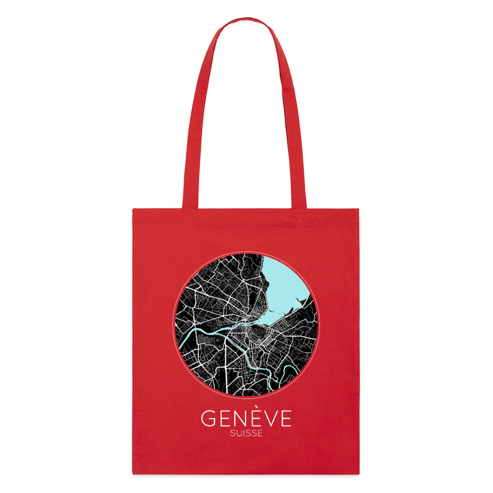 Tote Bag Genève Bio – Plan de Genève - rouge