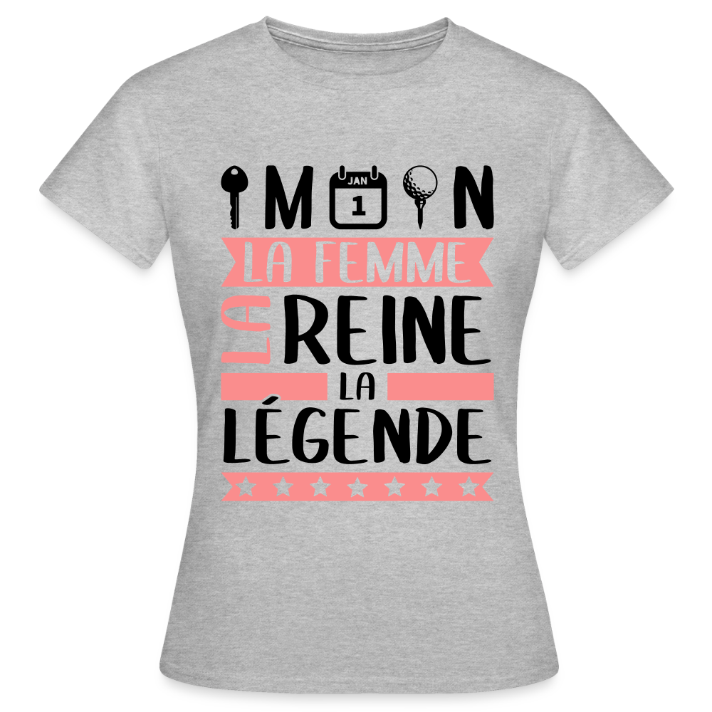 T-shirt femme coloris clair Clémentine en rébus – La femme, la reine, la légende - gris chiné