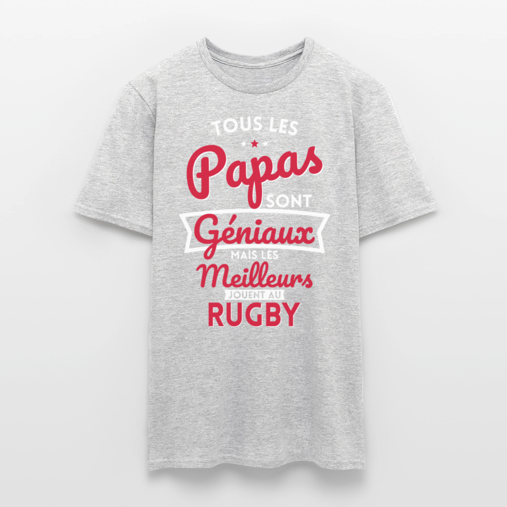 T-shirt Homme - Papas géniaux - Les meilleurs jouent au rugby - gris chiné