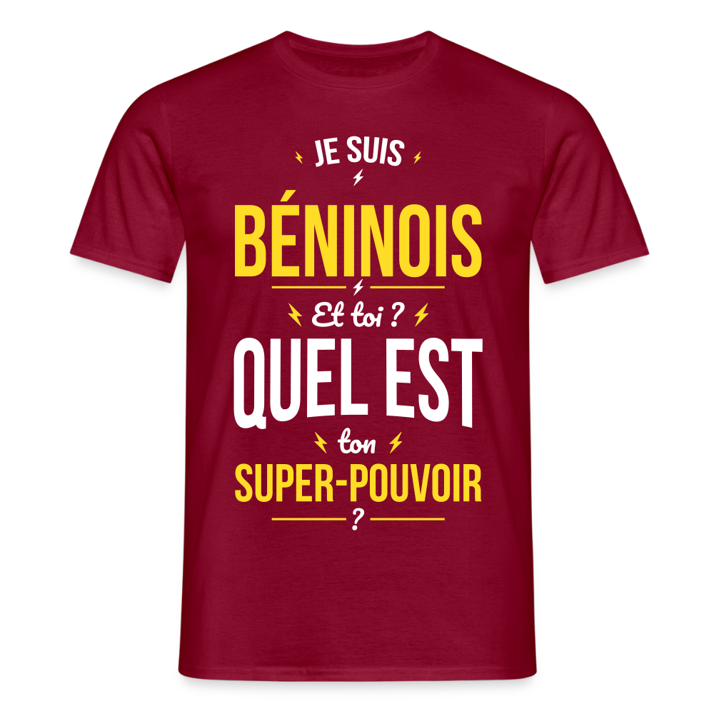 T-shirt Homme - Je suis Béninois - Super-pouvoir - rouge brique