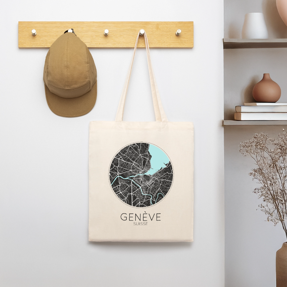 Tote Bag Genève Bio Coloris Clair – Plan de Genève - écru doux