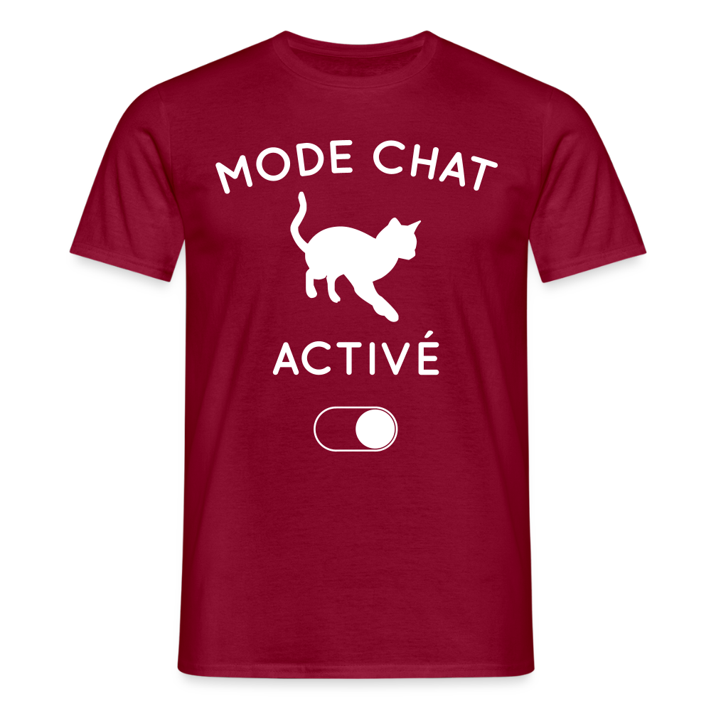 T-shirt Homme - Mode chat activé - rouge brique