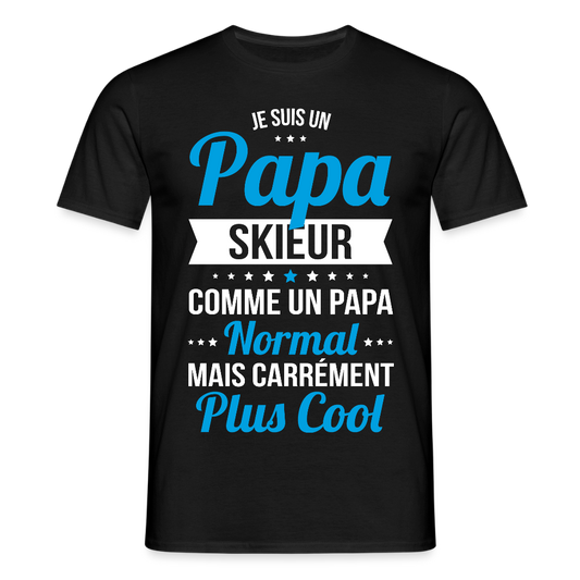 T-shirt Homme - Papa skieur plus cool - noir