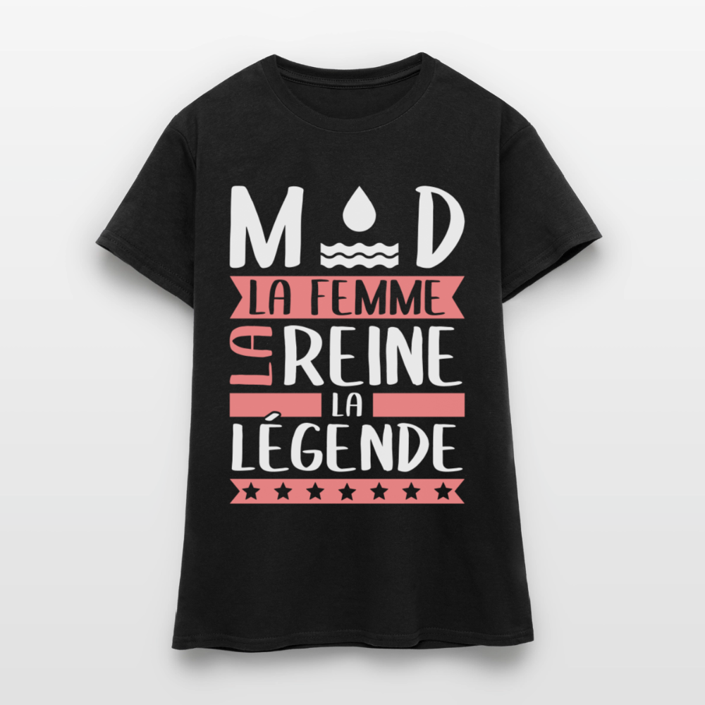 T-shirt femme Maud rébus – La femme, la reine, la légende - noir