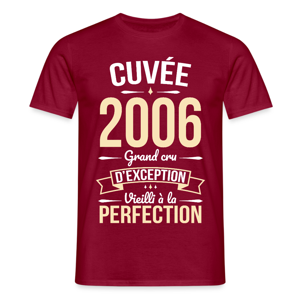 T-shirt anniversaire homme 20 ans – Cuvée 2006, Grand cru d’exception - rouge brique