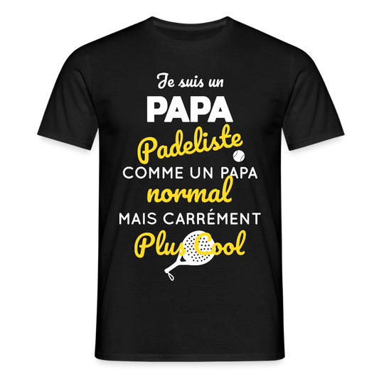 T-shirt Homme - Papa Padeliste Plus Cool - noir