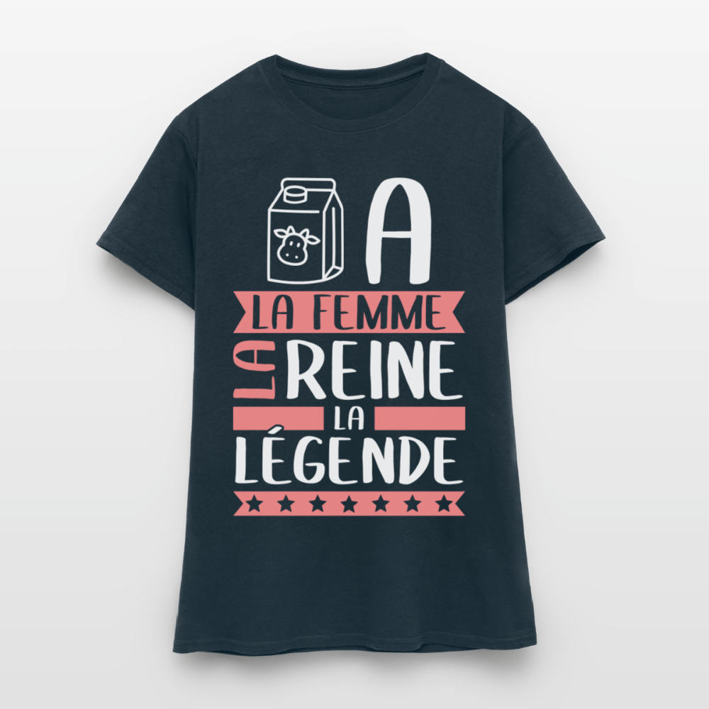 T-shirt femme Léa rébus – La femme, la reine, la légende - marine