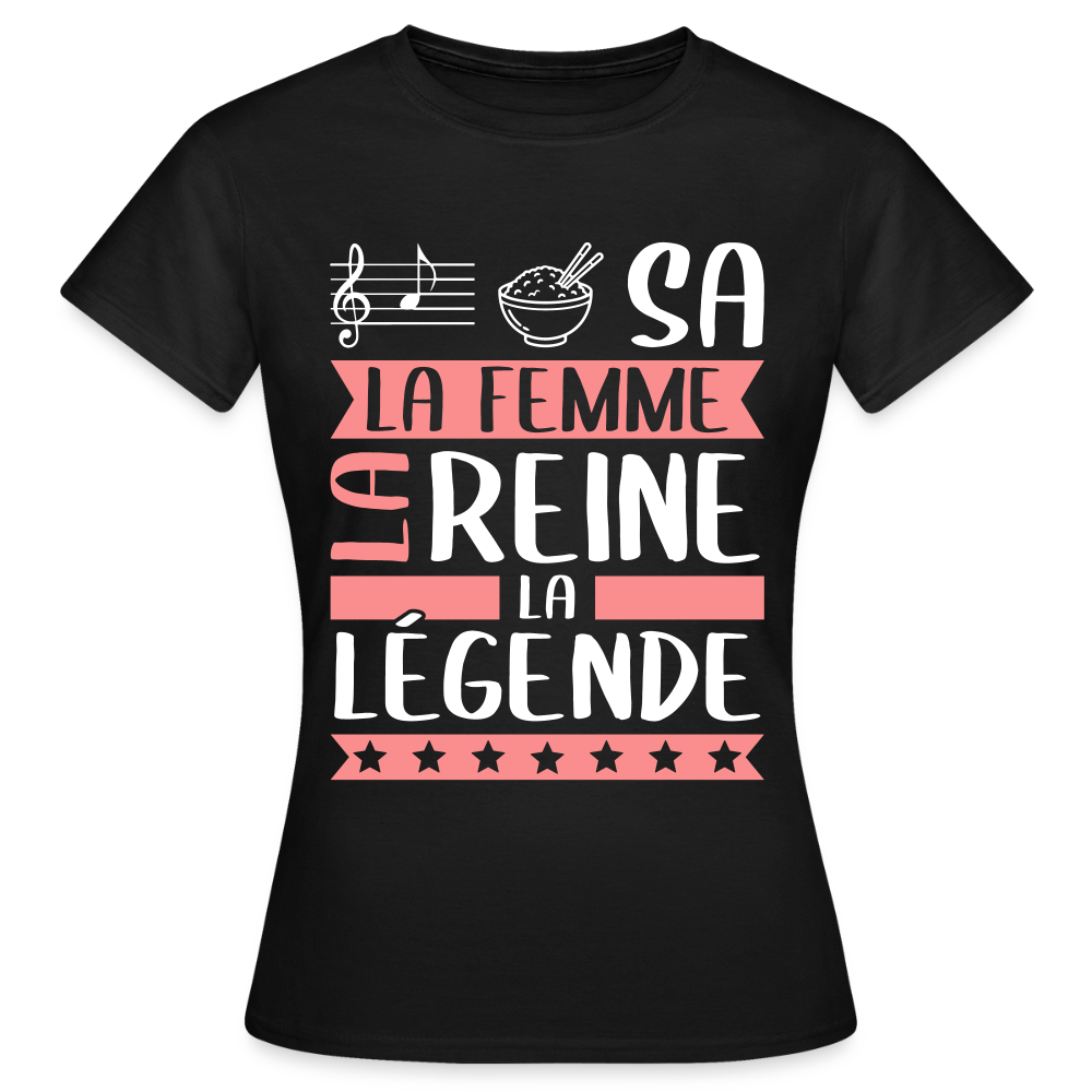 T-shirt femme Larissa rébus – La femme, la reine, la légende - noir