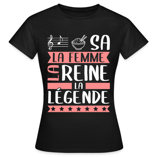 T-shirt femme Larissa rébus – La femme, la reine, la légende - noir