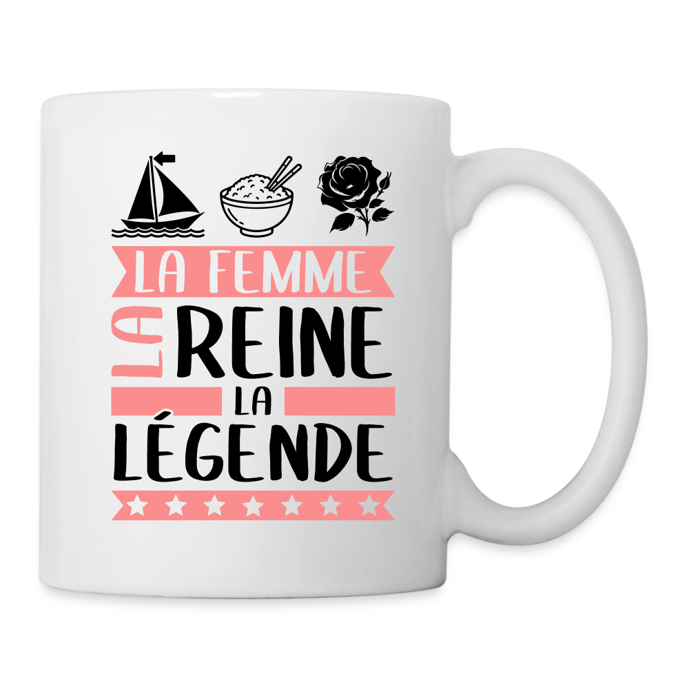 Mug blanc Marie-Rose rébus – La femme, la reine, la légende - blanc