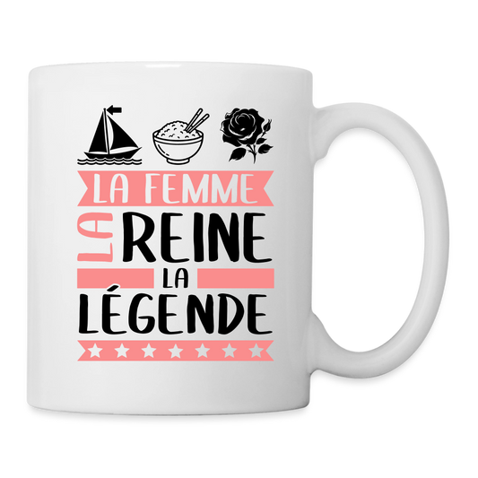 Mug blanc Marie-Rose rébus – La femme, la reine, la légende - blanc