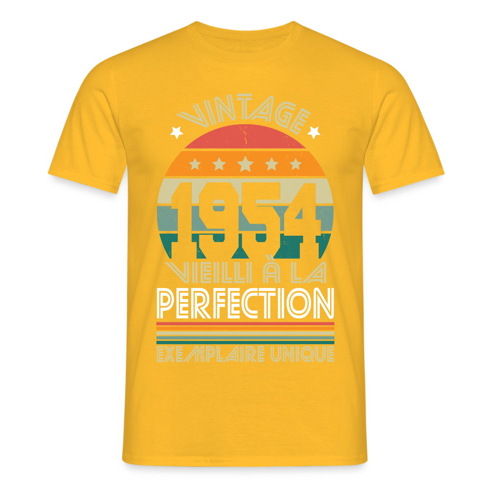 T-shirt Homme - Anniversaire 71 Ans - Vintage 1954 - jaune