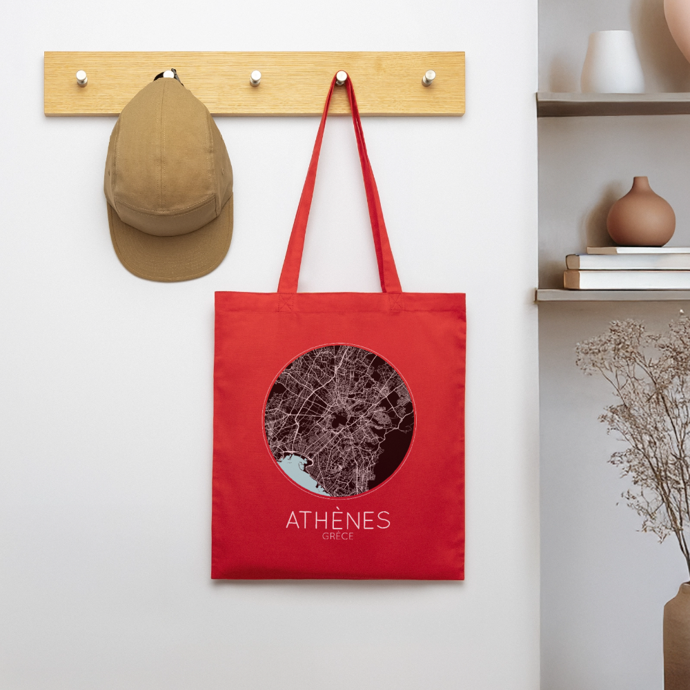Tote Bag Athènes Bio – Plan d’Athènes - rouge